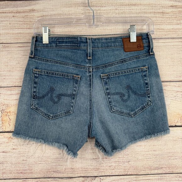 AG Adriano Goldschmied Hailey Cut-Off ex-boyfriend‎ Jean Shorts Women's 24 Blue - Picture 2 of 11